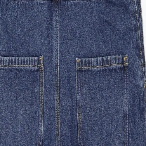 Colorful Premium Womens Blue  Cotton Dungaree One-Piece Size 8 L28 in Hook & Loop