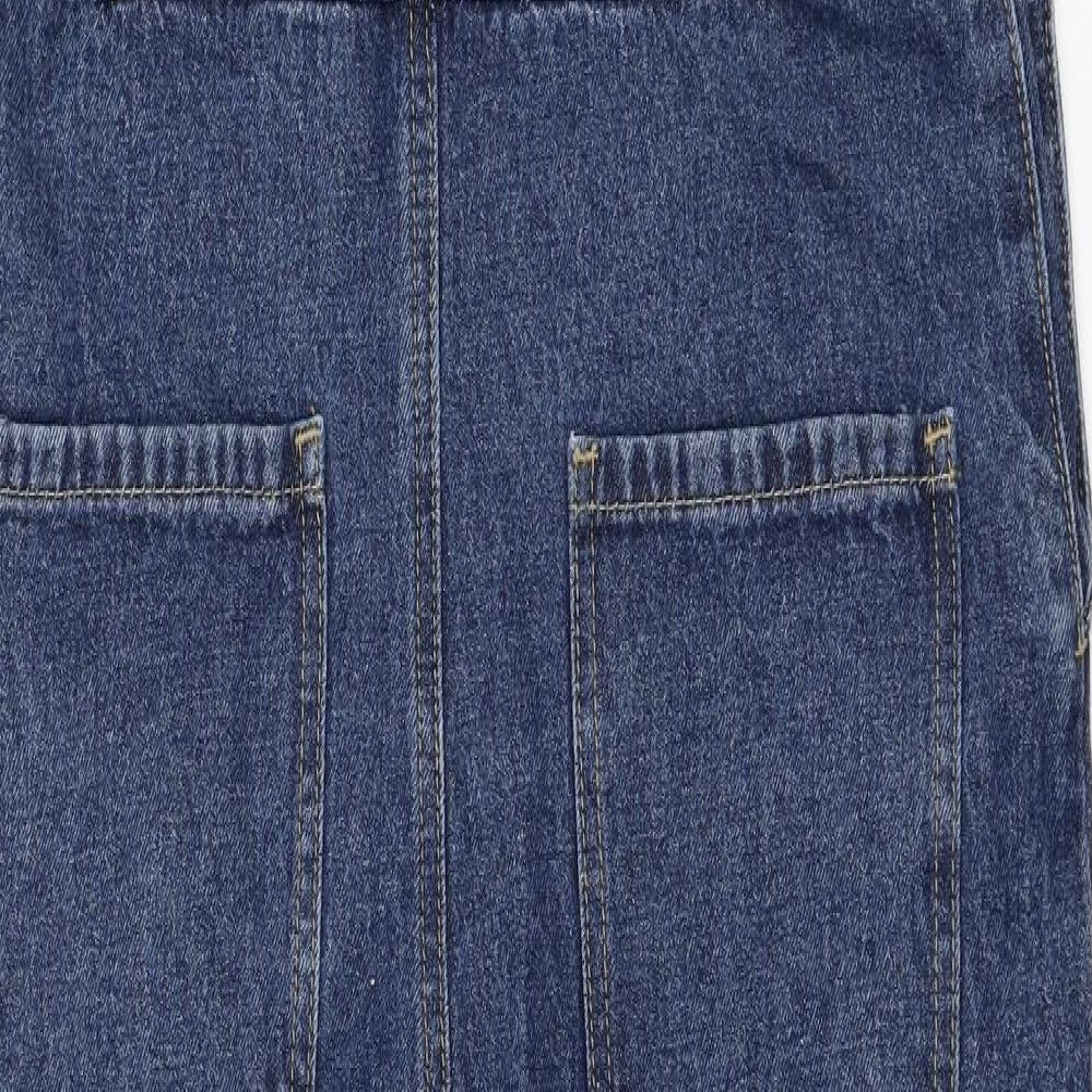 Colorful Premium Womens Blue  Cotton Dungaree One-Piece Size 8 L28 in Hook & Loop