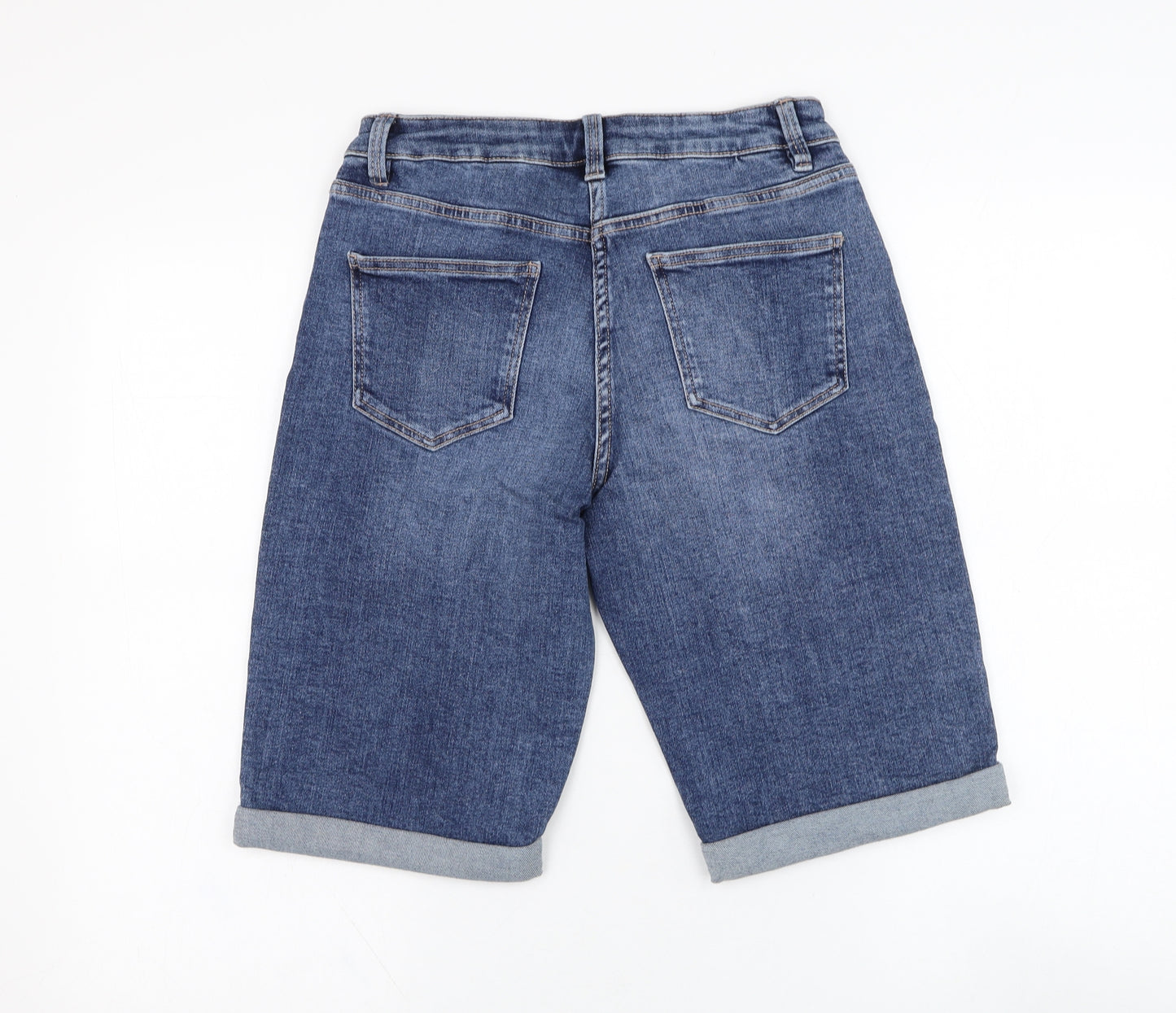 NEXT Womens Blue  Cotton Bermuda Shorts Size 10 L12 in Regular Zip