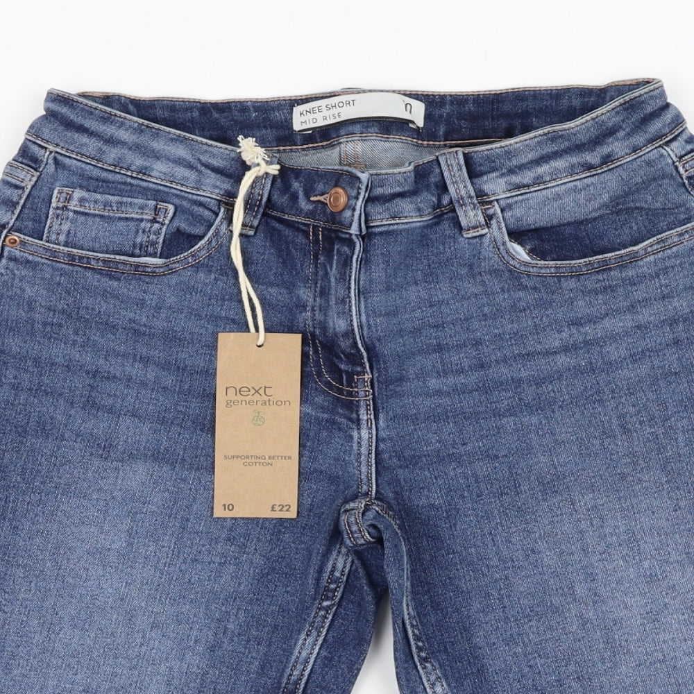NEXT Womens Blue  Cotton Bermuda Shorts Size 10 L12 in Regular Zip