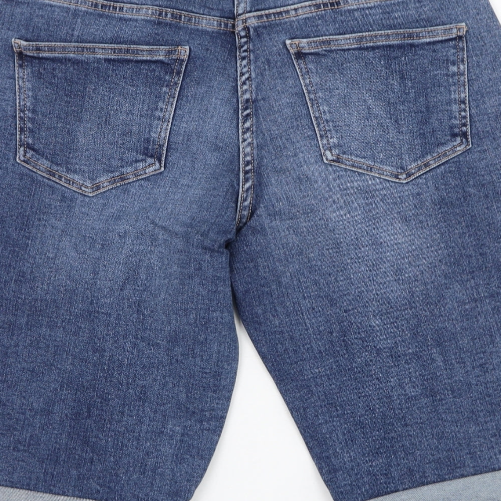 NEXT Womens Blue  Cotton Bermuda Shorts Size 10 L12 in Regular Zip