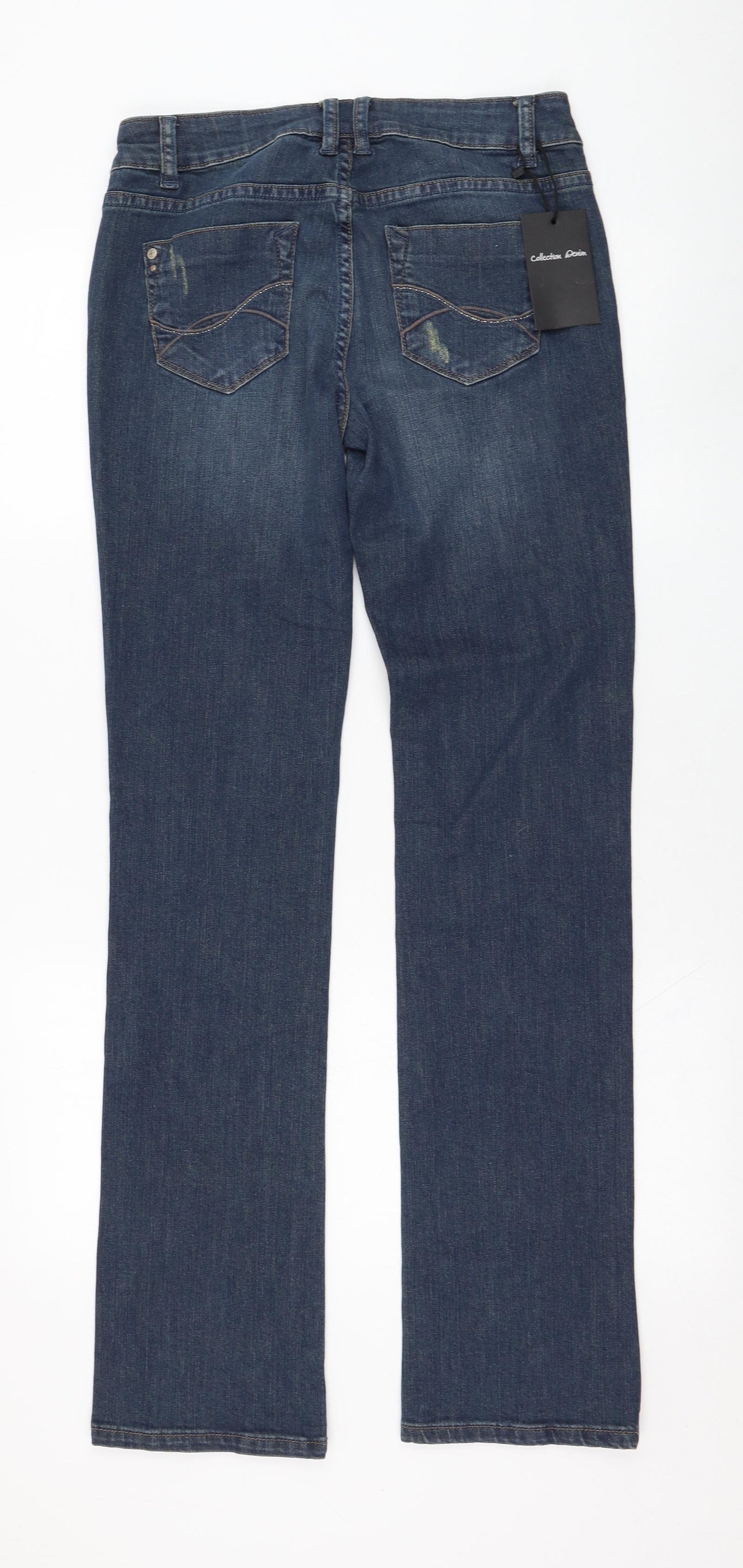 Collection Womens Blue  Cotton Straight Jeans Size 8 L33 in Regular Zip