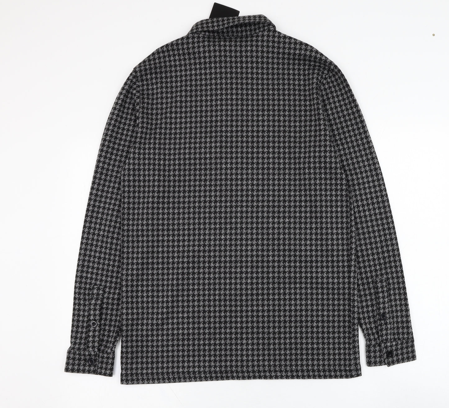 BoohooMAN Mens Grey Houndstooth Polyester Full Zip Sweatshirt Size S