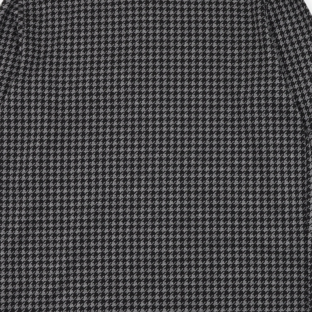 BoohooMAN Mens Grey Houndstooth Polyester Full Zip Sweatshirt Size S
