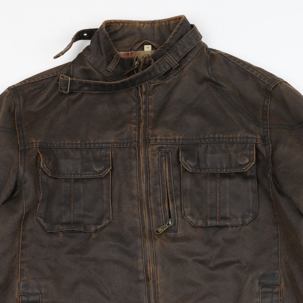 MANTARAY PRODUCTS Mens Brown   Biker Jacket Size S  Zip