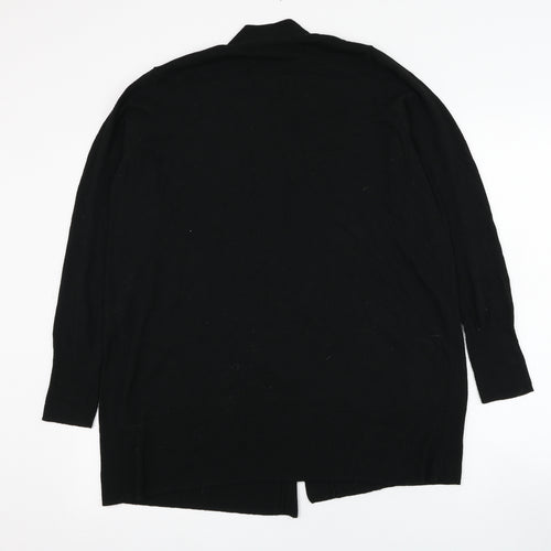 F&F Womens Black Square Neck  Nylon Cardigan Jumper Size 16