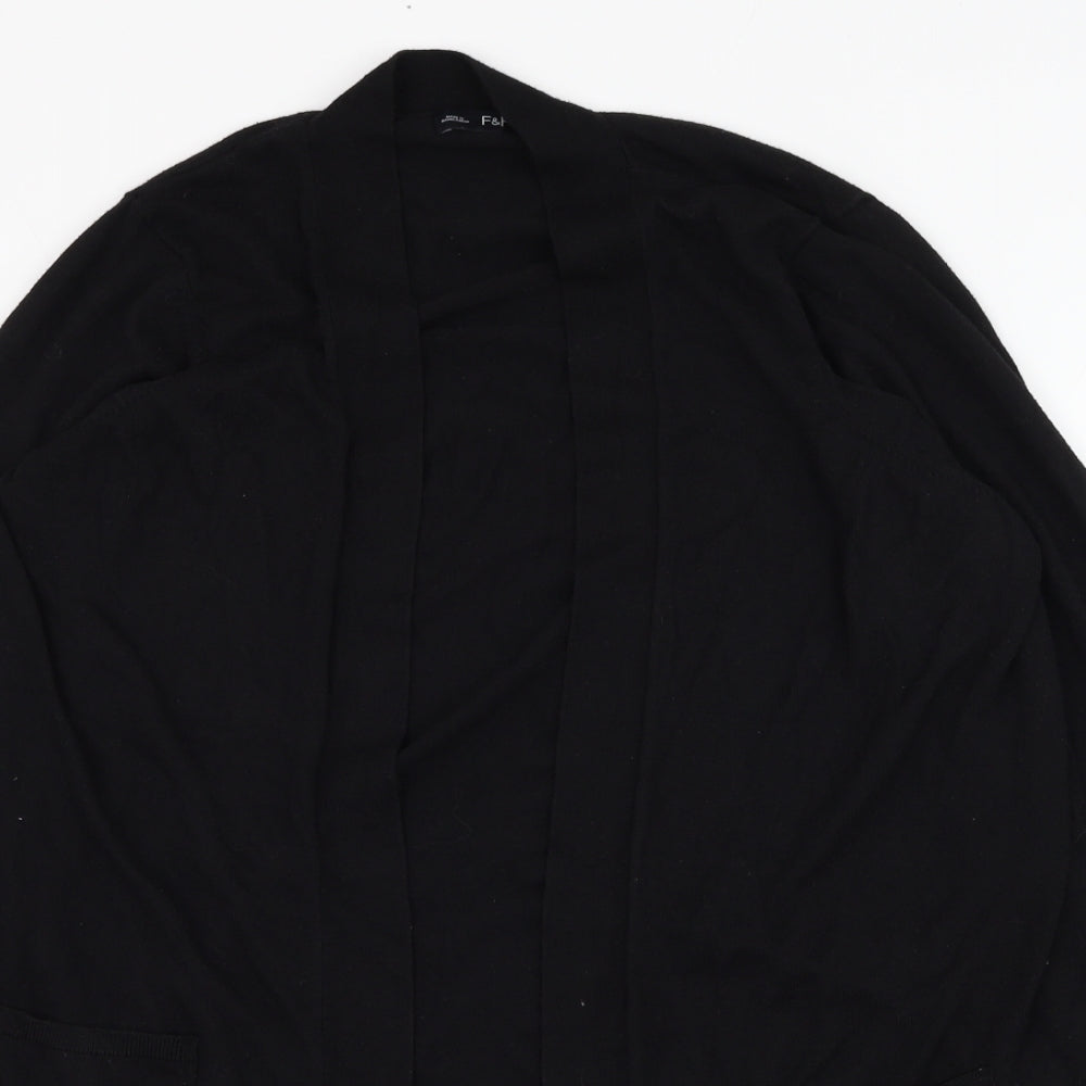 F&F Womens Black Square Neck  Nylon Cardigan Jumper Size 16