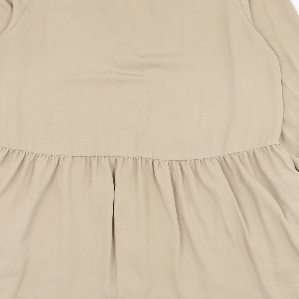 New Look Womens Brown  Polyester Shirt Dress  Size 14  V-Neck Pullover
