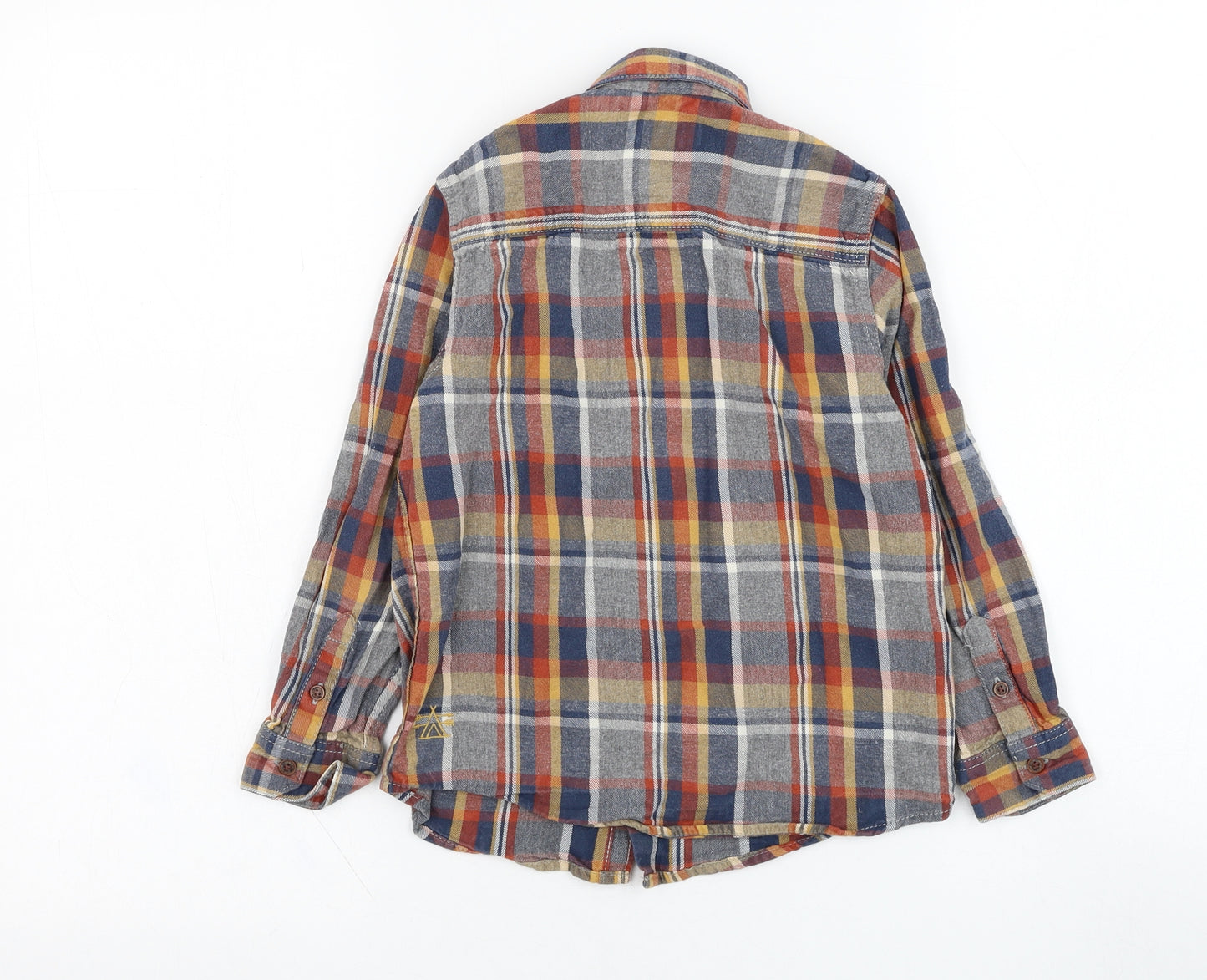 NEXT Boys Blue Check Cotton Basic Button-Up Size 6 Years Collared Button