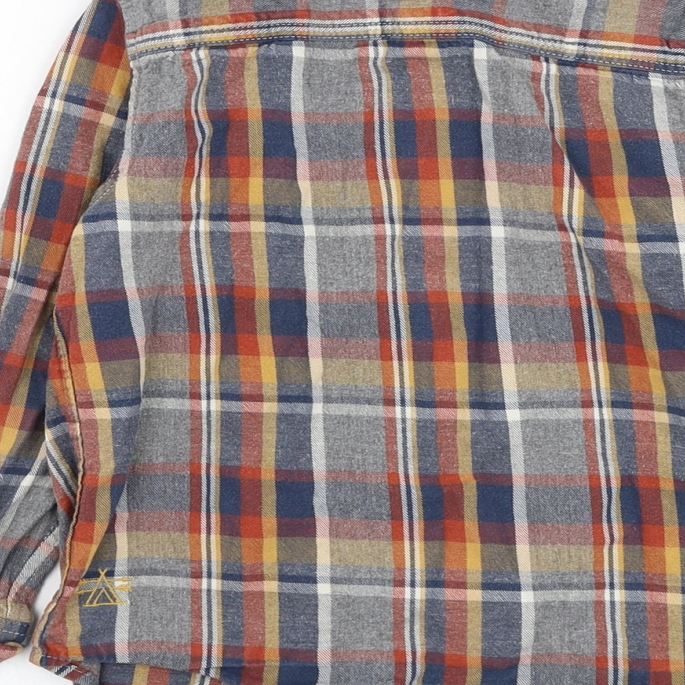 NEXT Boys Blue Check Cotton Basic Button-Up Size 6 Years Collared Button