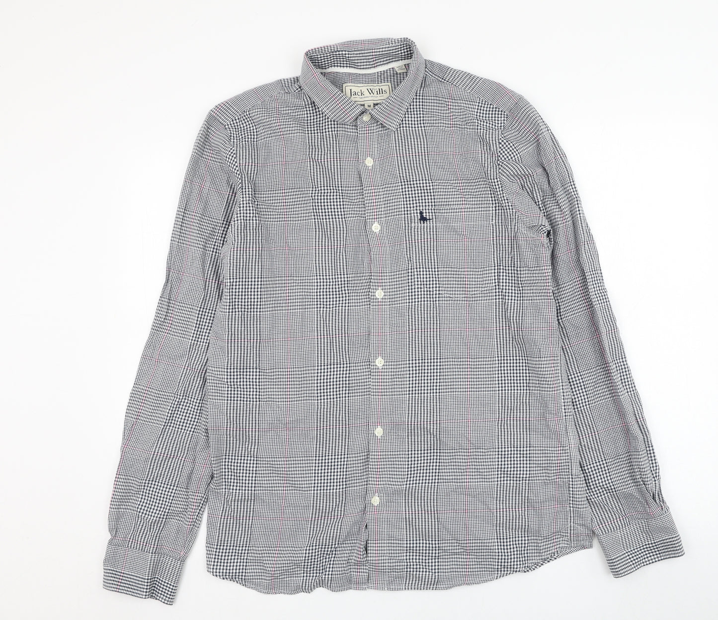 Jack Wills Mens Blue Check Cotton  Button-Up Size M Collared Button