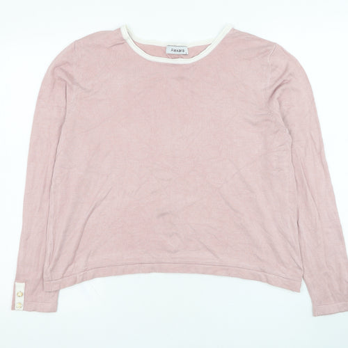 Alexara Womens Pink Round Neck  Viscose Pullover Jumper Size M