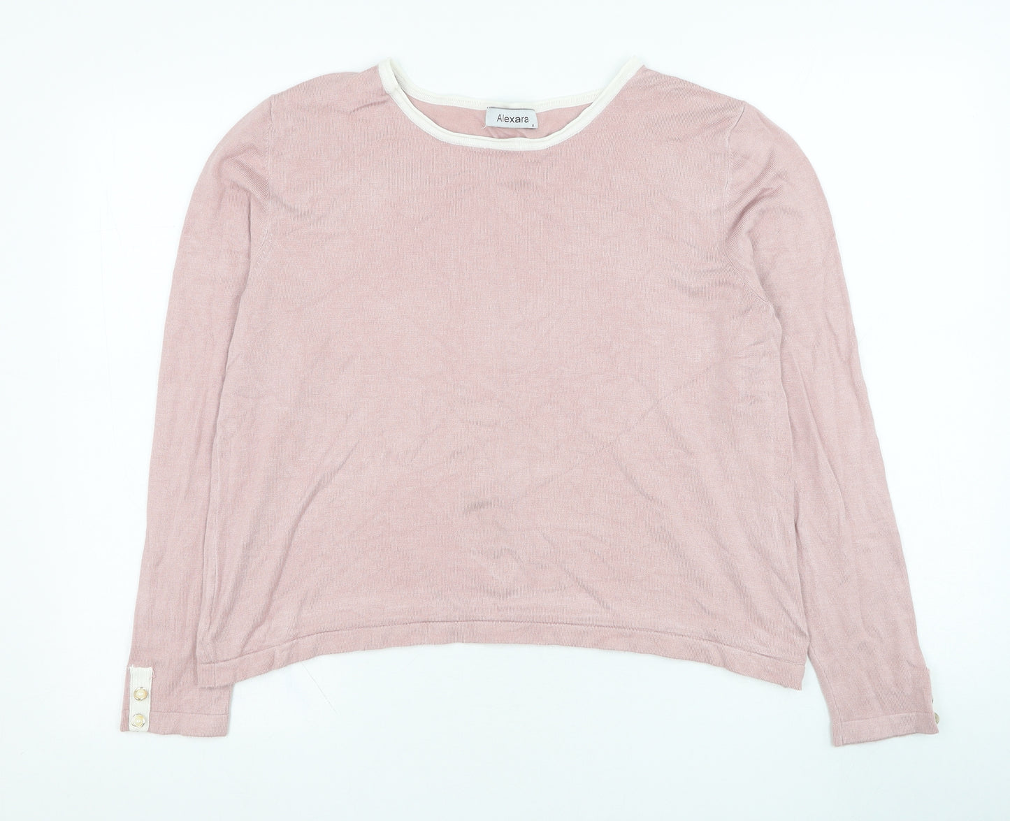 Alexara Womens Pink Round Neck  Viscose Pullover Jumper Size M