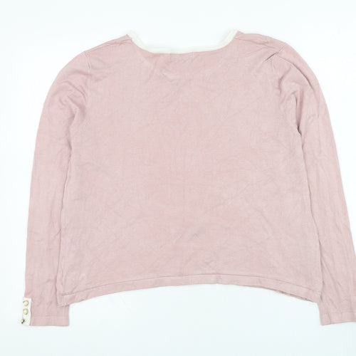 Alexara Womens Pink Round Neck  Viscose Pullover Jumper Size M