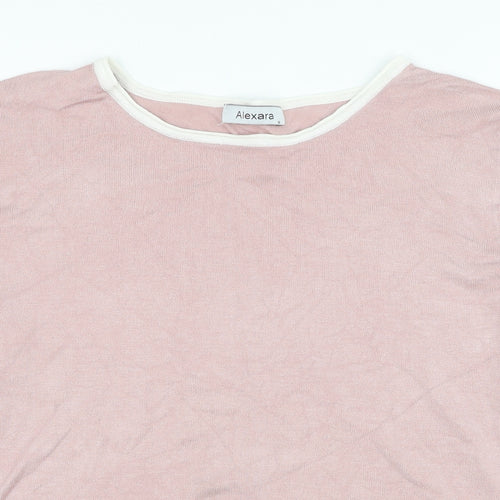 Alexara Womens Pink Round Neck  Viscose Pullover Jumper Size M