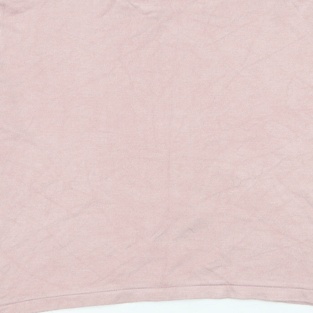 Alexara Womens Pink Round Neck  Viscose Pullover Jumper Size M
