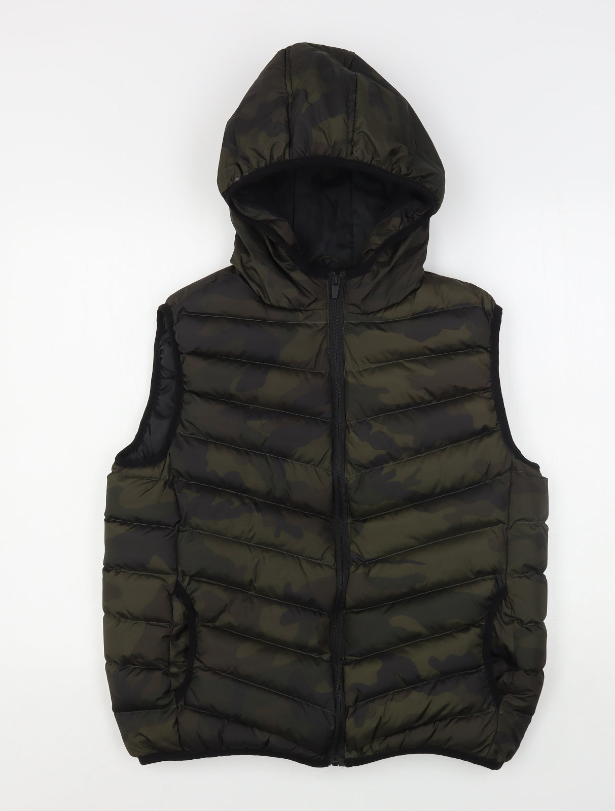 Brave Soul Womens Green Camouflage  Gilet Coat Size M  Zip
