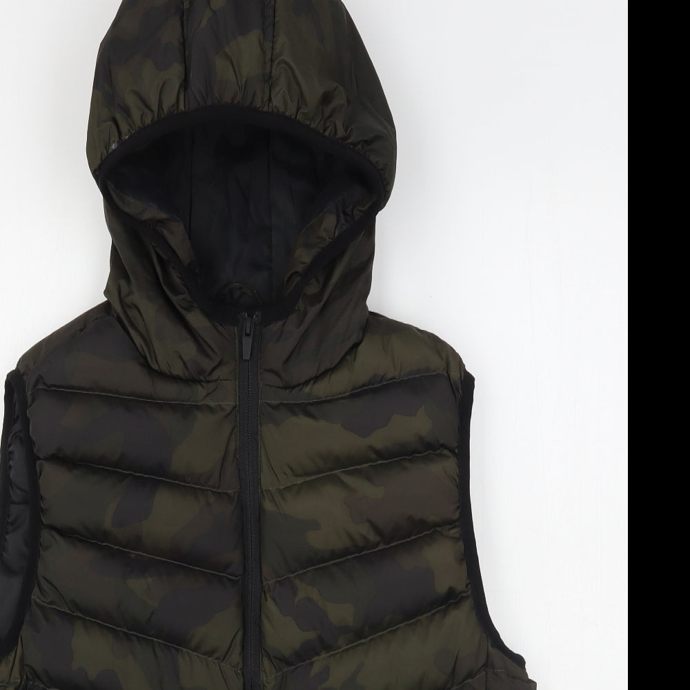 Brave Soul Womens Green Camouflage  Gilet Coat Size M  Zip