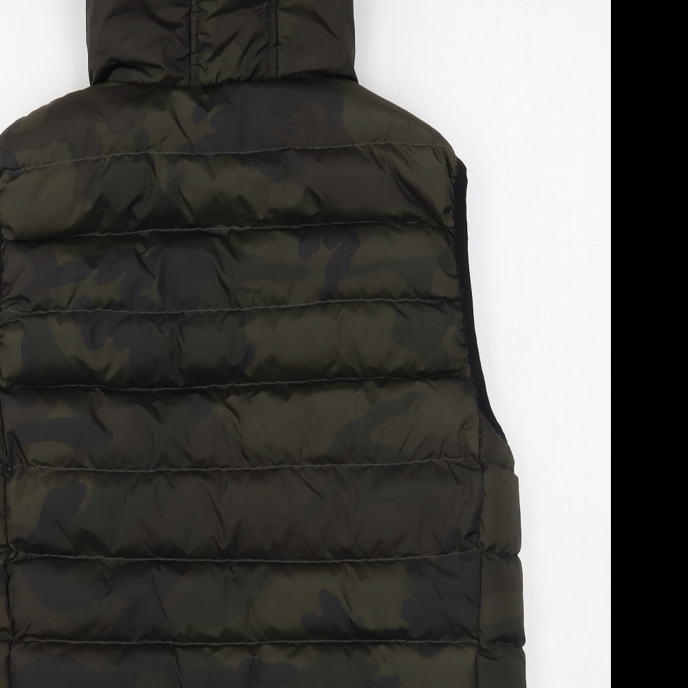 Brave Soul Womens Green Camouflage  Gilet Coat Size M  Zip