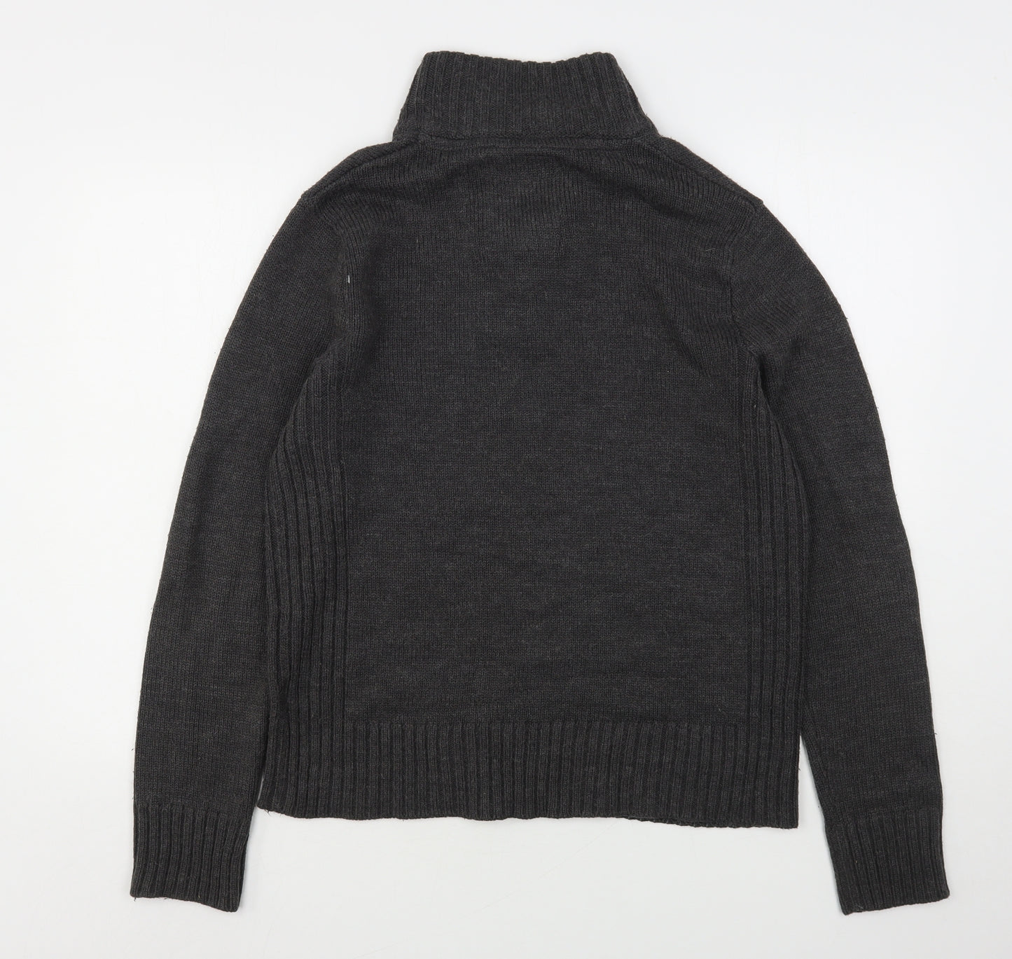 Crafted Mens Grey High Neck  Acrylic Pullover Jumper Size M