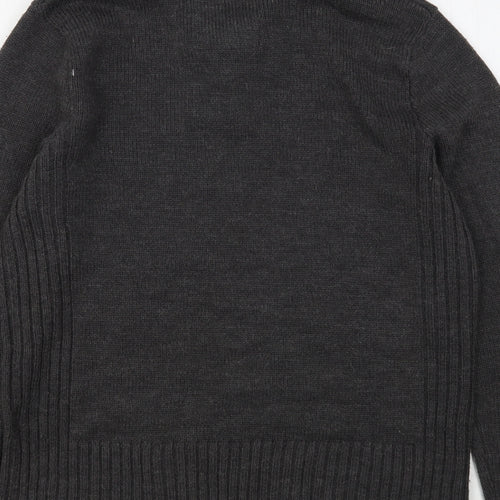 Crafted Mens Grey High Neck  Acrylic Pullover Jumper Size M