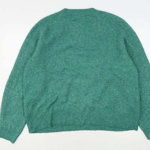 Marks and Spencer Womens Green Round Neck  Acrylic Pullover Jumper Size L