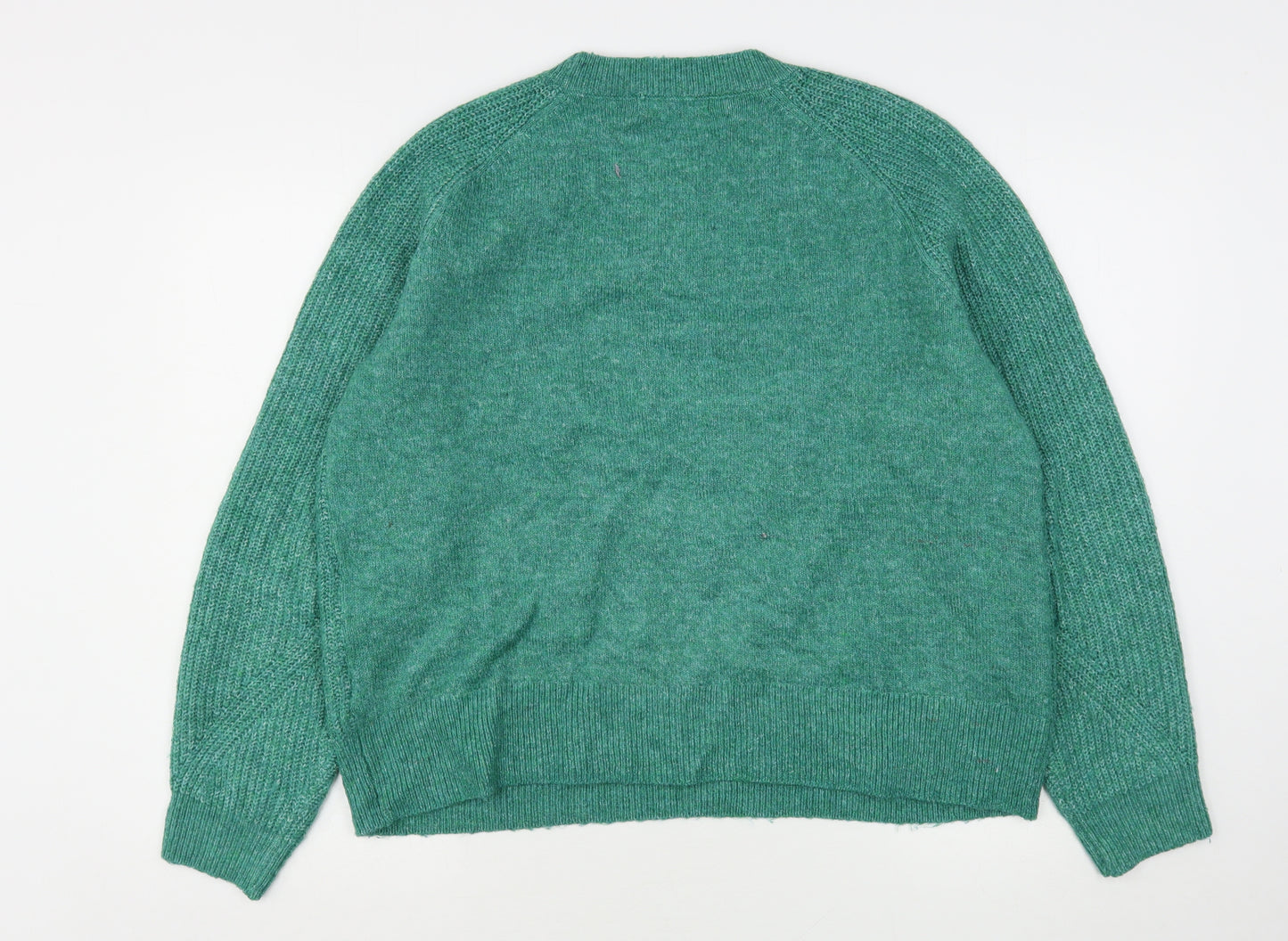 Marks and Spencer Womens Green Round Neck  Acrylic Pullover Jumper Size L