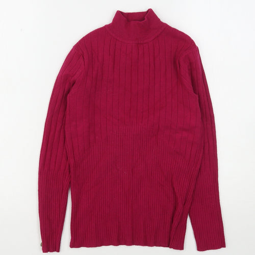 Marks and Spencer Womens Purple High Neck  Viscose Pullover Jumper Size 8