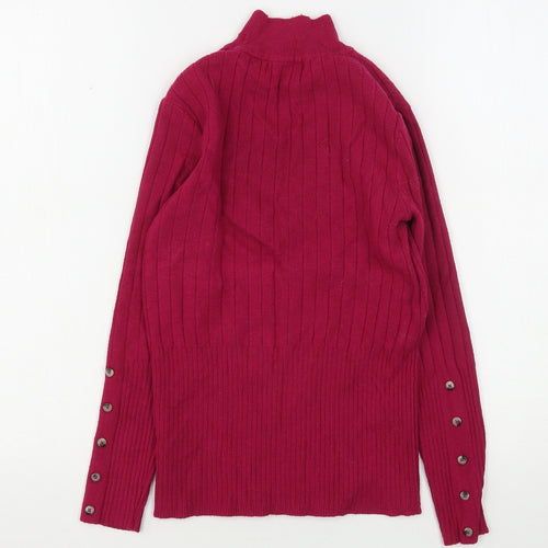 Marks and Spencer Womens Purple High Neck  Viscose Pullover Jumper Size 8