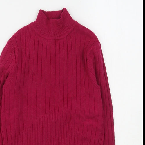 Marks and Spencer Womens Purple High Neck  Viscose Pullover Jumper Size 8