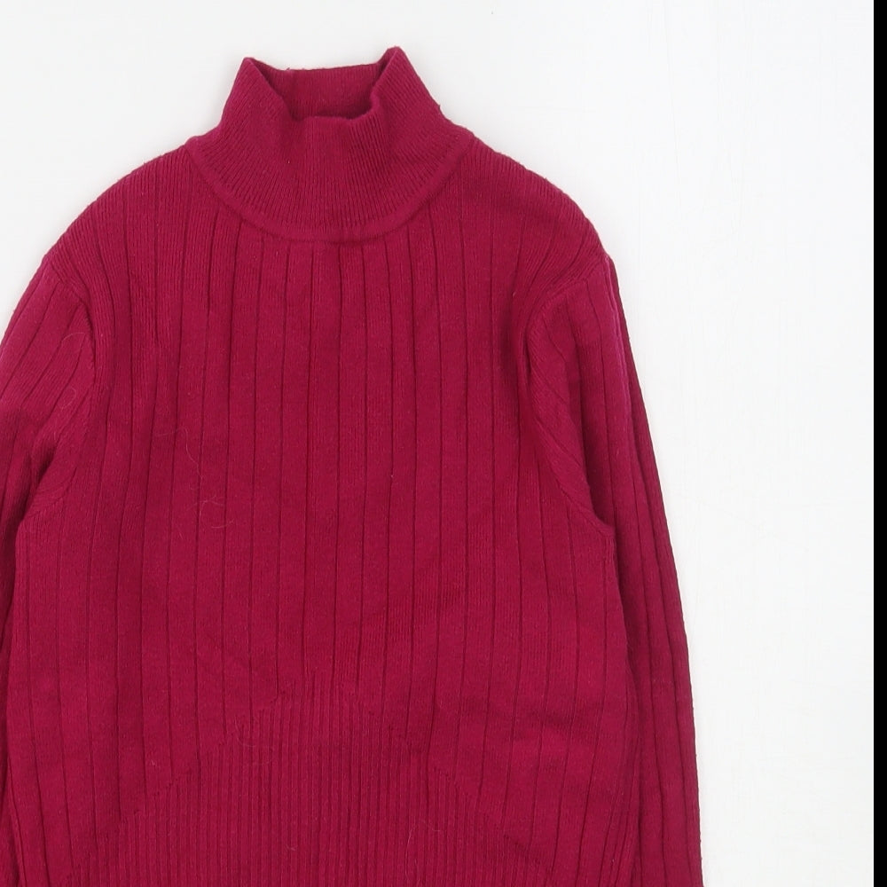 Marks and Spencer Womens Purple High Neck  Viscose Pullover Jumper Size 8