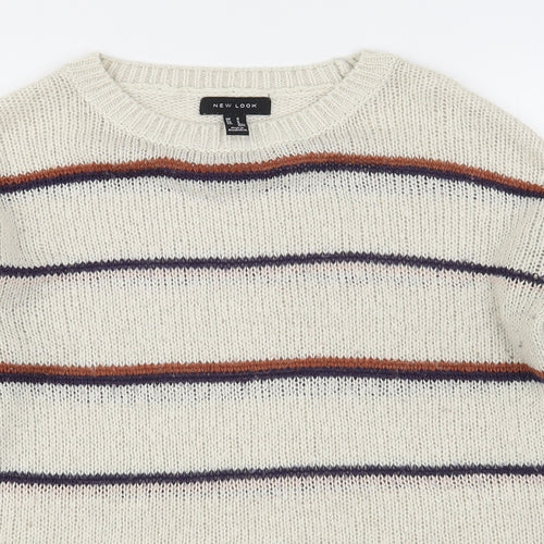 New Look Womens Multicoloured Round Neck Striped Acrylic Pullover Jumper Size S