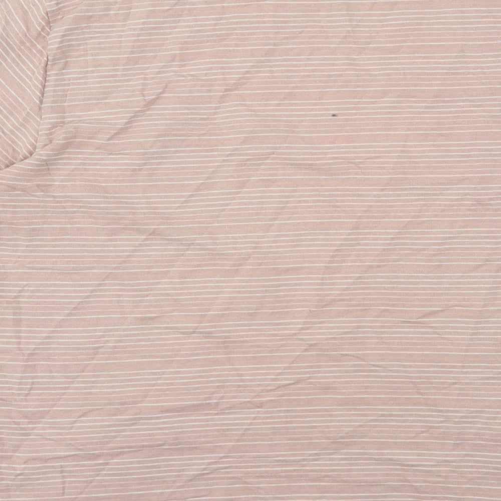 Maine New England Mens Pink Striped Cotton  T-Shirt Size L Round Neck