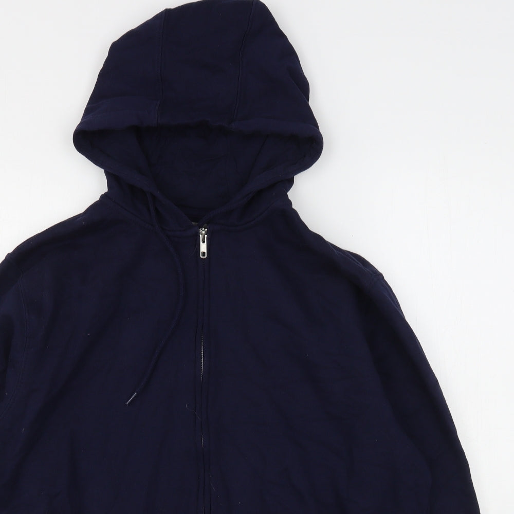 George Mens Blue  Cotton Full Zip Hoodie Size L
