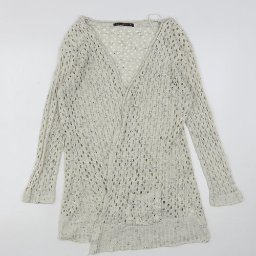 Select Womens Beige V-Neck  Acrylic Cardigan Jumper Size 10