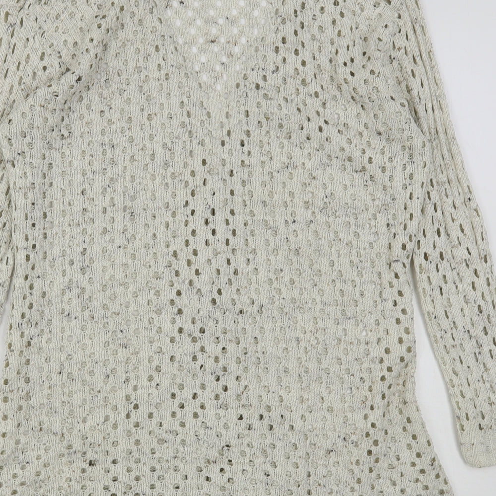 Select Womens Beige V-Neck  Acrylic Cardigan Jumper Size 10