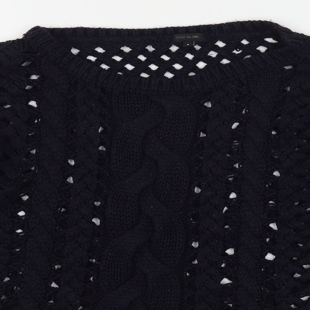 River Island  Womens Blue Round Neck  Acrylic Pullover Jumper Size 8