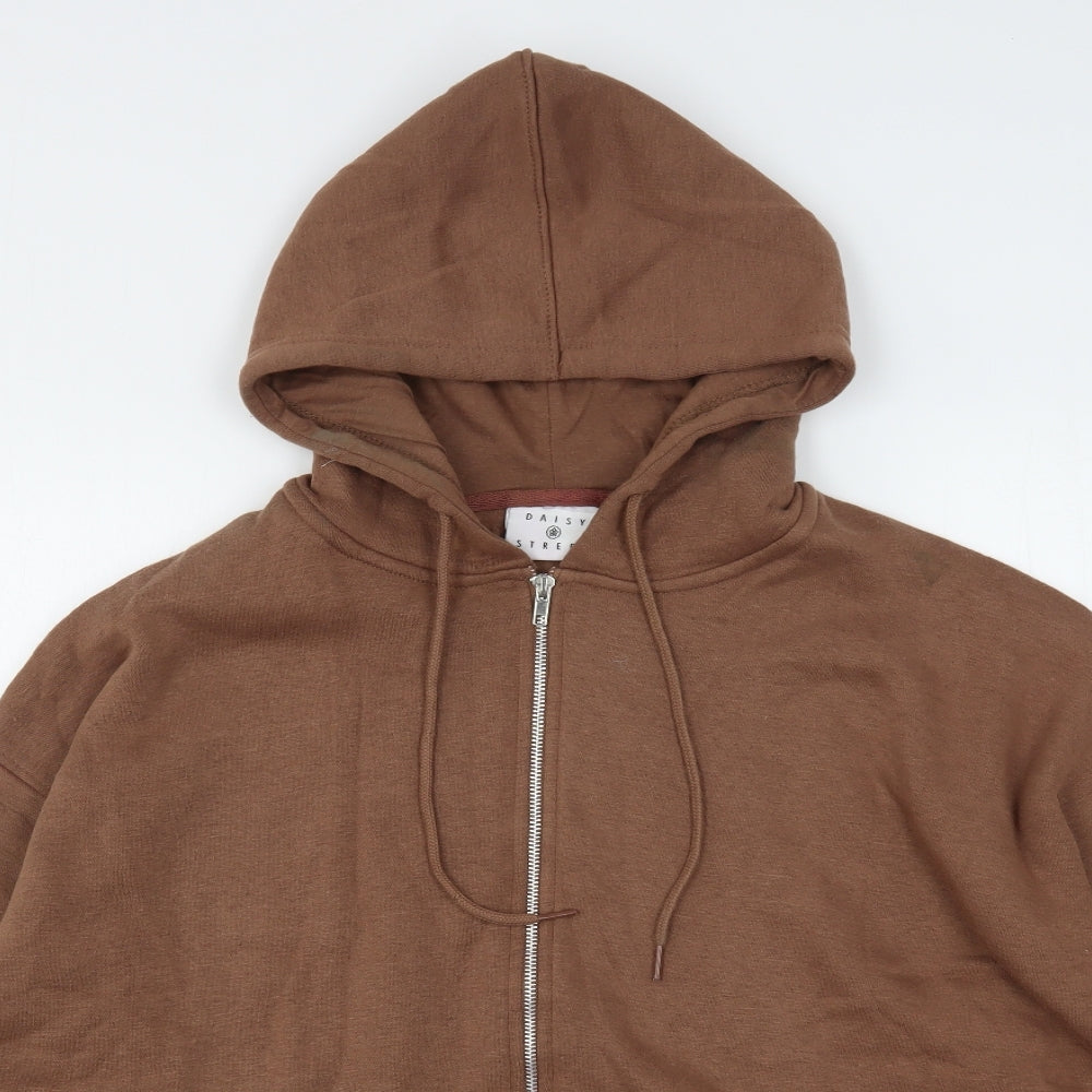 Daisy Street Womens Brown  Polyester Full Zip Hoodie Size 14