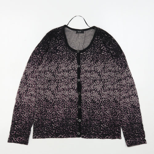 F&F Womens Multicoloured Round Neck Animal Print Acrylic Cardigan Jumper Size 8
