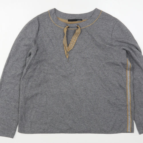 Le Comte Womens Grey  Viscose Pullover Sweatshirt Size 16