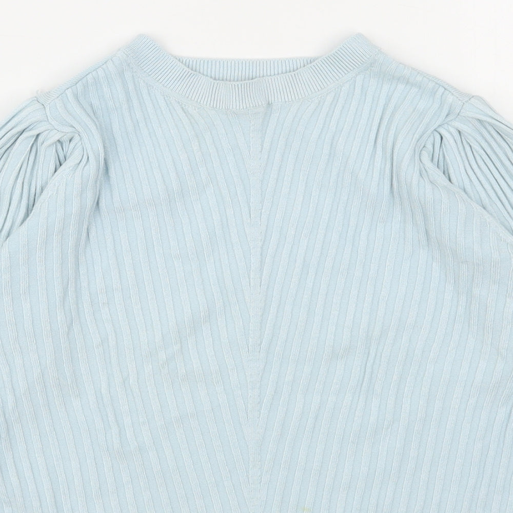 Marks and Spencer Womens Blue Round Neck  Viscose Pullover Jumper Size 6