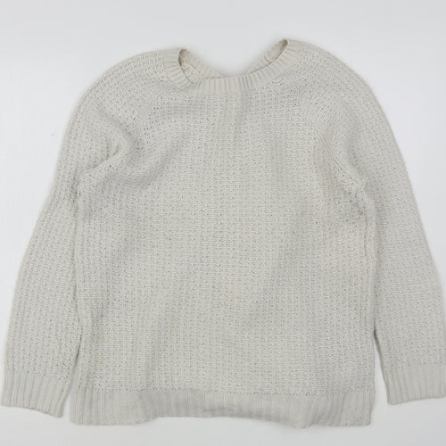Monsoon Womens Ivory Round Neck  Acrylic Pullover Jumper Size M