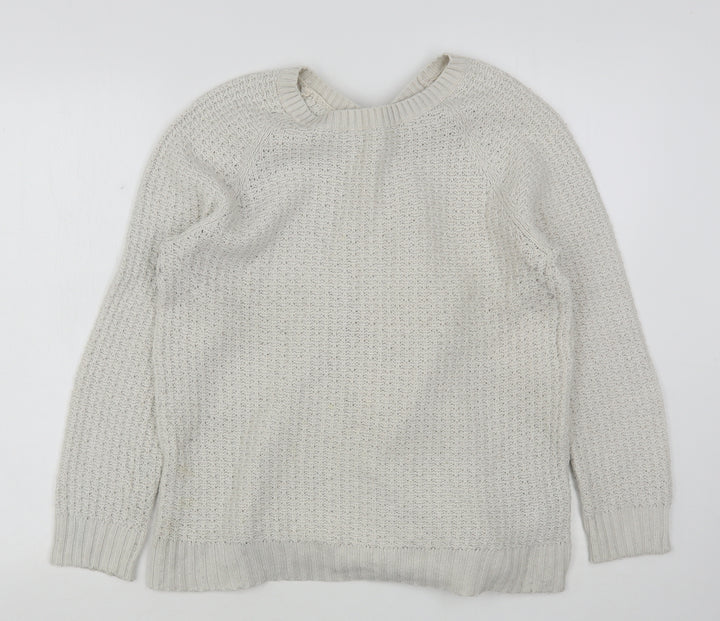 Monsoon Womens Ivory Round Neck Acrylic Pullover Jumper Size M