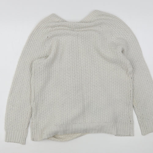 Monsoon Womens Ivory Round Neck  Acrylic Pullover Jumper Size M
