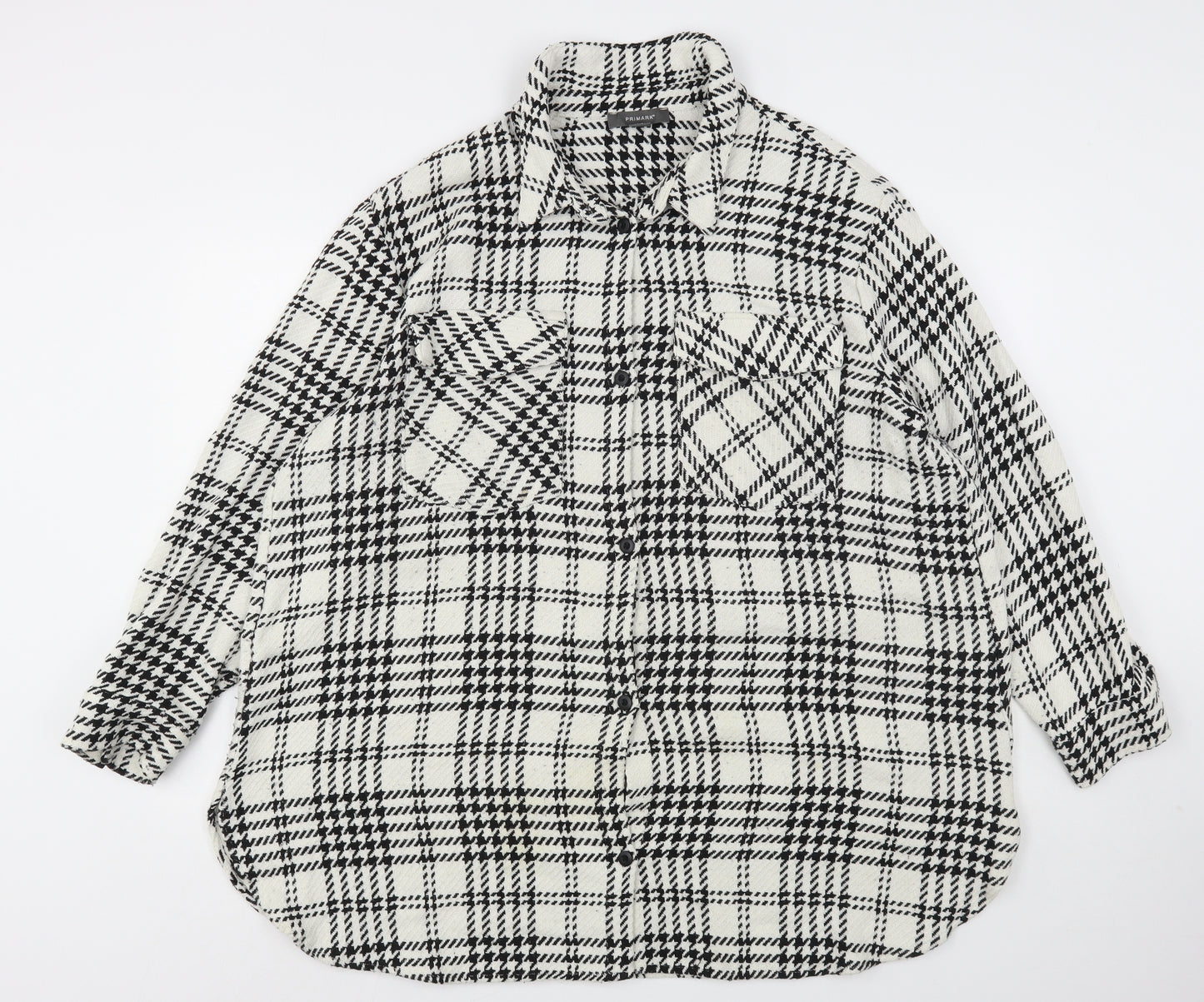 Primark Womens Multicoloured Houndstooth Cotton Shirt Dress  Size 18  Collared