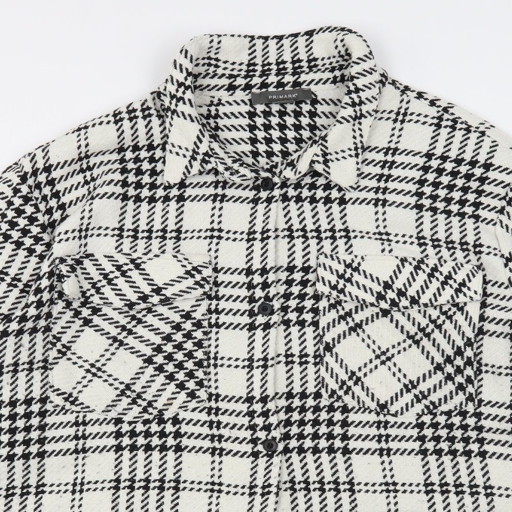 Primark Womens Multicoloured Houndstooth Cotton Shirt Dress  Size 18  Collared