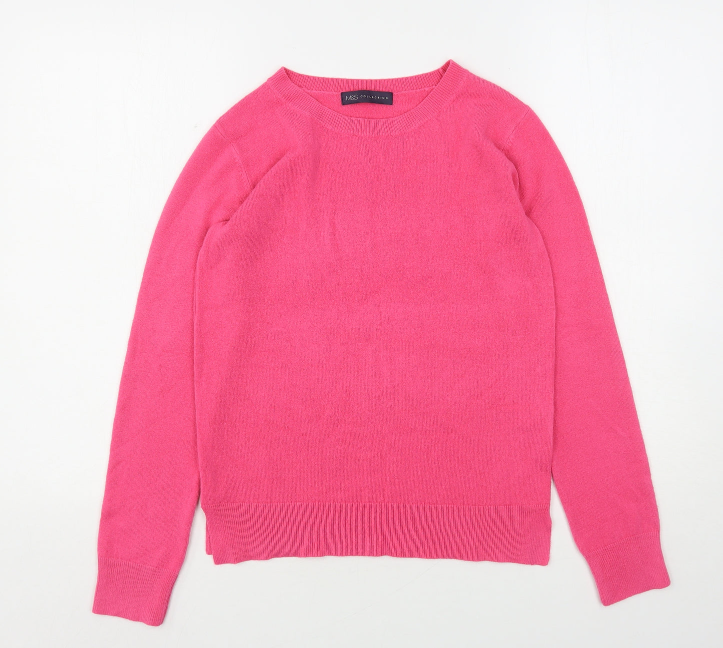 Marks and Spencer Womens Pink Round Neck  Acrylic Pullover Jumper Size 8