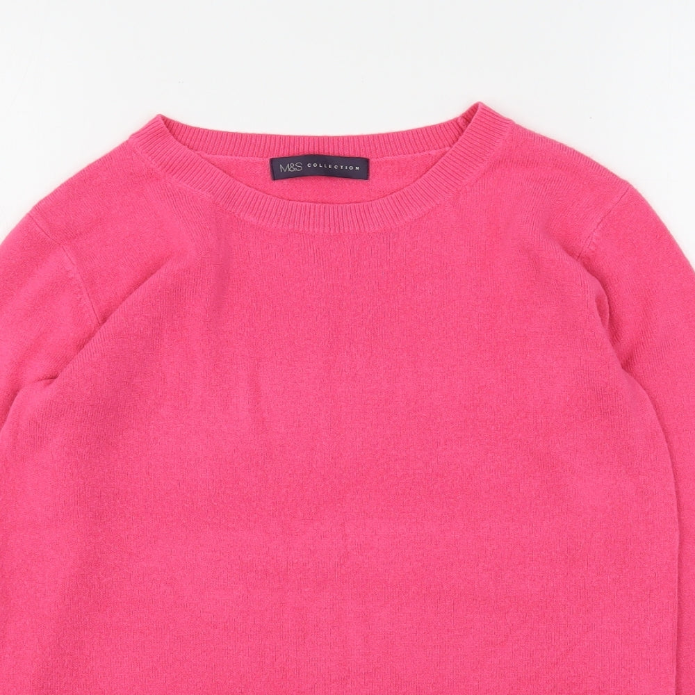 Marks and Spencer Womens Pink Round Neck  Acrylic Pullover Jumper Size 8