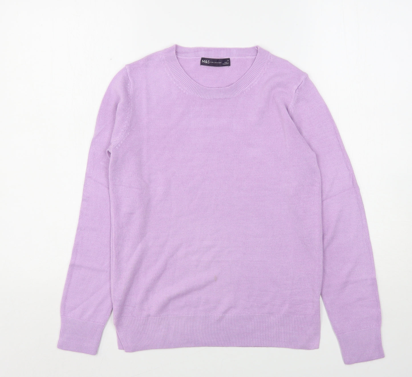 Marks and Spencer Womens Purple Round Neck  Acrylic Pullover Jumper Size 8