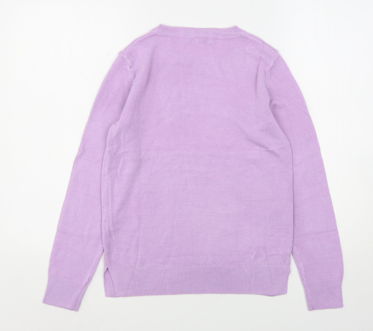 Marks and Spencer Womens Purple Round Neck  Acrylic Pullover Jumper Size 8